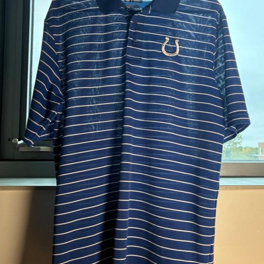 Super tuff y2k striped NFL Indianapolis Colts blue polo